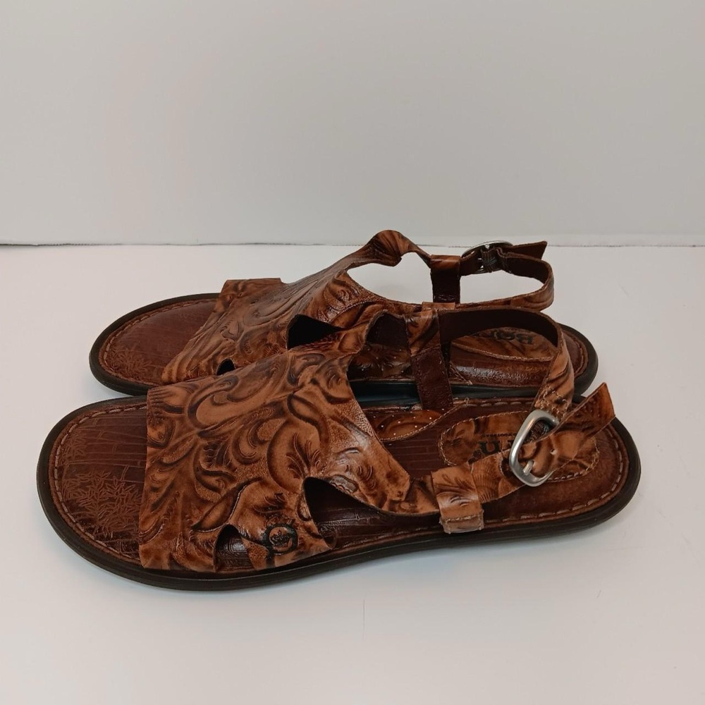Born Embossed Brown Sandals